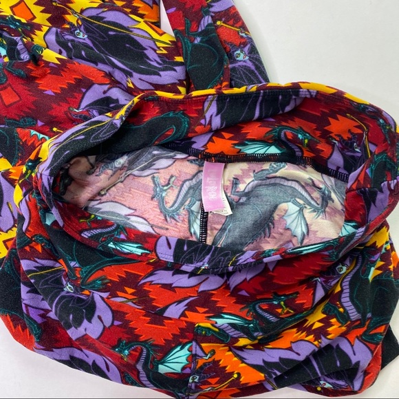 LuLaRoe Leggings Disney Maleficent Dragon OS Red - Picture 5 of 14